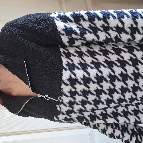 Como Blue Women's Houndstooth Half Zip Faux Jacket Size Medium NWT - Picture 5 of 13